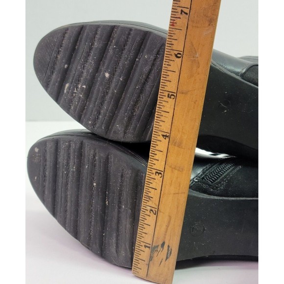 Perphy Black Leather Platform Ankle Boots Crocodile Printed Strap Womens size 7 - Picture 9 of 13